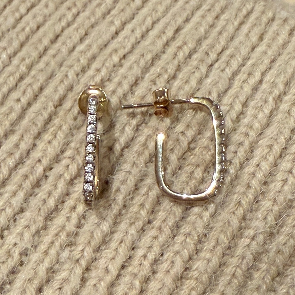 Sterling Forever Gold Vermeil Pave Huggie Hoop Earrings